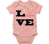 Shirtracer Baby Body Junge Mädchen - Sport & Bewegung - Eishockey Love - 3/6 Monate - Babyrosa - basketball outfit 25. geburtstag babysachen mit jungs american football