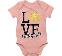 Shirtracer Baby Body Junge Mädchen - Sport & Bewegung - Love Volleyball Gold - 3/6 Monate - Babyrosa - basketball outfit 25. geburtstag babysachen mit bodys jungs für american football