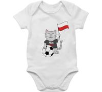 Shirtracer Baby Body Kurzarm - 2026 Fussball WM Fanartikel - Fußball Katze Polen - 6/12 Monate - Weiß - trikot europameisterschaft em polska 2024 fu ball fußballer fussball-wm fußball-fanartikel em24