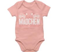 Shirtracer - Baby Body Kurzarm - Bagger und Co. - Echte Mädchen fahren Traktor weiß/rosa