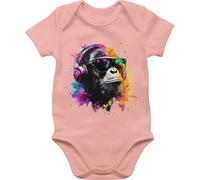 Shirtracer Baby Body Kurzarm - DJ Affe cool Monkey Geschenk Festival I Coole Musik Geschenke Gaming I DJ Geschenk Affen - 3/6 Monate - Babyrosa - affenmotiv music
