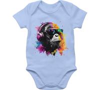 Shirtracer Baby Body Kurzarm - DJ Affe cool Monkey Geschenk Festival I Coole Musik Geschenke Gaming I DJ Geschenk Affen - 3/6 Monate - Babyblau - affenmotiv music