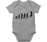 Shirtracer Baby Body Kurzarm - & Entwicklung - Basketball Evolution - 3/6 Monate - Grau meliert - basketballer bz10 babybody babysachen babykleidung mädchen junge für