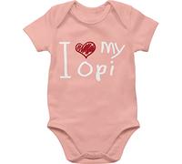 Shirtracer Baby Body Kurzarm - Geschenk zum Vatertag - I love my Opi - Opa - 3/6 Monate - Babyrosa - sprüche vatertagsbody papatagsgeschenk babybody dad baby-kleidung vatertagsgeschenk babykleidung