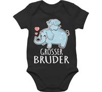 Shirtracer Baby Body Kurzarm - Großer Bruder Elefant - weiß - 6/12 Monate - Schwarz - big brother große brüder babysachen löwe bruder bodies grosser geschenke geburt geschenk für großen grosse 2023