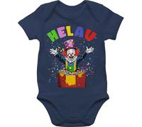 Shirtracer Baby Body Kurzarm - & - Helau Clown Kostüm Karneval I Fasching Clown lustig I Clownkostüme Fastnacht Clowns Kostüm I Clownskostüm Fasnacht - 3/6 Monate - Navy Blau - tier faschings mit