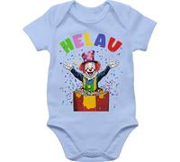 Shirtracer Baby Body Kurzarm - & - Helau Clown Kostüm Karneval I Fasching Clown lustig I Clownkostüme Fastnacht Clowns Kostüm I Clownskostüm Fasnacht - 3/6 Monate - Babyblau - tier faschings mit