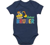 Shirtracer Baby Body Kurzarm - Kleiner Bruder Baggermotiv I Geschenk kleiner Bruder - 3/6 Monate - Navy Blau - für kleinen little brother outfit lil bro bagger bodys kleidung brüder 2024 kleine