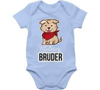 Shirtracer Baby Body Kurzarm - Kleiner Bruder Hund mit Halstuch - 1/3 Monate - Babyblau - little brother outfit lil bro geschwisterliebe babybody brüder 2024 kleine baby-kurzarmbodys
