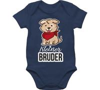 Shirtracer Baby Body Kurzarm - Kleiner Bruder Hund mit Halstuch - 1/3 Monate - Navy Blau - little brother outfit lil bro geschwisterliebe babybody brüder 2024 kleine baby-kurzarmbodys