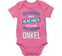 Shirtracer Baby Body Kurzarm - Sprüche - Ich versuche mich zu benehmen aber ich komme nach meinem Onkel - 1/3 Monate - Pink - patenkind geschenk babymode witzig spruch uncle bodys nichte
