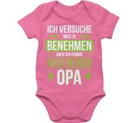 Shirtracer Baby Body Kurzarm - Sprüche - Ich versuche mich zu benehmen aber ich komme nach meinem Opa grün - 1/3 Monate - Pink - freche babysachen babymode witzig spruch hallo bodys enkelkind