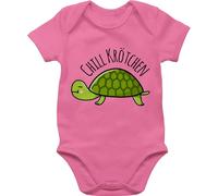 Shirtracer Baby Body Kurzarm - Tiermotiv Animal Print - Chill Krötchen Schildkröte - 3/6 Monate - Pink - baumwoll tiermotive kröte babysachen tiermotiven chillen babybody tier chiller babybodys tiere