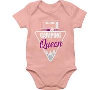 Shirtracer Baby Body Kurzarm - Urlaub - Camping Queen - 6/12 Monate - Babyrosa - campen bz10 camper mädchen anhänger jungen junge