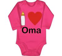 Shirtracer Baby Body Langarm - I love Oma Nuckelflasche - 3/6 Monate - Fuchsia - omi omas jungen geschenk enkel grandma enkelkind my sprüche ich liebe für