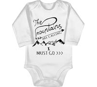 Shirtracer Baby Body langarm Mädchen Junge - Aktuelle Trends - The Mountains are calling - 6/12 Monate - Weiß - berg babybody berge bodys wandern babykleidung mountain fun ruft der climbing wenn