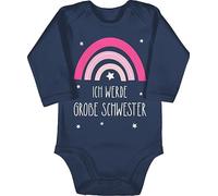 Shirtracer Baby Body langarm Mädchen Junge - Ich werde große Schwester - Regenbogen - grosse Schwester - 12/18 Monate - Navy Blau - 2026 schwestern big sister langarmshirt sis will be a