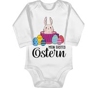 Shirtracer Baby Body langarm Mädchen Junge - Ostergeschenke - Mein erstes Ostern Hase in Tasse I Oster Hase I Osterhase - 3/6 Monate - Weiß - osteroutfit easter my babybody osterbody ostermotiv first