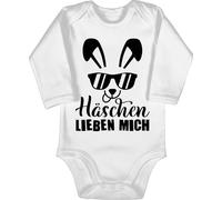 Shirtracer Baby Body langarm Mädchen Junge - Ostergeschenke Ostern - Häschen lieben mich I - 3/6 Monate - Weiß - osteroutfit easter babybody osterbody ostermotiv oster outfit osterfest osternoutfit