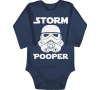 Shirtracer Baby Body langarm Mädchen Junge - Sprüche - Storm Pooper - Stormpooper Lustige Babygeschenke - 12/18 Monate - Navy Blau - storm+pooper+body babygeschenk spruch star babybody baby-geschenke