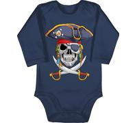 Shirtracer Baby Body Langarm - Pirat | Piraten | Pirates | Seeräuber | Freibeuter - 6/12 Monate - Navy Blau - pirate kinder motiv mit