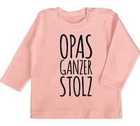 Shirtracer Baby Langarmshirt - Mädchen & Junge - Opas ganzer Stolz - 12/18 Monate - Babyrosa - Sachen für Neugeborene Opa babysachen zur Geburt mit sprüchen ganze Geschenke