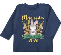 Shirtracer Baby Langarmshirt - Ostergeschenke - Mein erstes Osterfest 2026 I 1. Ostern I My First Easter I Osterhase I Oster Hase - 3/6 Monate - Navy Blau - Outfit mädchen osteroutfit ostermotiv 2021