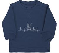 Shirtracer Baby Pullover Jungen Mädchen - & - Herzschlag Heavy Metal Handzeichen Pommesgabel I Metalfan Geschenk Metal Head I Rockiges Geschenk Rocker I Rock Fan - 6/12 Monate - Navy Blau - Zeichen