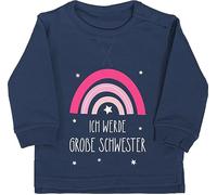 Shirtracer Baby Pullover Jungen Mädchen - Ich werde große Schwester - Regenbogen - Grosse Schwester - 18/24 Monate - Navy Blau - 2023 Schwestern Big Sister Pulli sis Will be a Langarm