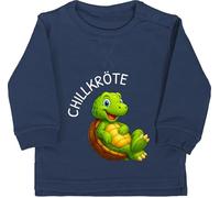 Shirtracer Baby Pullover Jungen Mädchen - Lustige Schildkröte Chillkröte Geschenk Chillen I Relax Geschenk Wortwitz - 12/18 Monate - Navy Blau - schildkröten