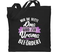 Shirtracer Baumwolltasche - Geschenk - Nur die beste Oma wird zur Uroma befördert weiß lila - Unisize - Schwarz - geschenke für uromas omas omi urlioma beutel geburtstag kleinigkeit grandma du wirst