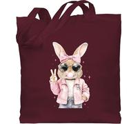 Shirtracer Baumwolltasche - Hase - Taschen - Hasen Mädchen cool Ostern Geschenke Osterhase lustig Hasenliebhaber Peace - Unisize - Bordeauxrot - häschen tasche osterhasen hasentasche hasenmotiv