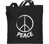 Shirtracer Baumwolltasche - Sprüche Statement - Peace Grunge Look weiß - Unisize - Schwarz - mit aufschrift frieden jutebeutel statements zeichen einkaufsbeutel sprüchen￼ baumwolle spruch bag with