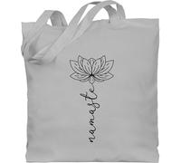 Shirtracer Baumwolltasche - und Wellness - Namaste Lotusblüte I Geschenk Yoga - Unisize - Hellgrau - hipster jutetasche geschenke für yogalehrerin meditation lotus beuteltasche jutebeutel mit blumen