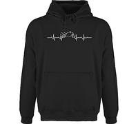 Shirtracer Hoodie Herren Pullover Männer - Biker - Herzschlag Motorrad I Motorbike - L - Schwarz - Geschenk für motorradfan sprüche Bike mottorad Fun-Kapuzenpullover Geschenke+für+motorradfahrerinnen