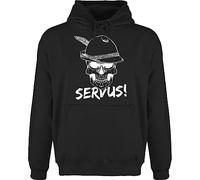 Shirtracer Hoodie Herren Pullover Männer - Kompatibel mit Oktoberfest - Totenkopf Servus! - weiß - 3XL - Schwarz - Trachten bayrische Skull hoddis Octoberfest servus Pulli bayerischer bayrischer