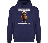 Shirtracer Hoodie Herren Pullover Männer - Statement - Schubsen wäre toll Heute möchte ich etwas mit Menschen Machen - 3XL - Navy Blau - Teddy und sprüche Pulli Statements was Hoodies bär