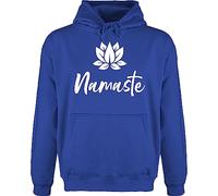 Shirtracer Hoodie Herren Pullover Männer - Yoga und Wellness Geschenk - Namaste mit Lotusblüte weiß - XXL - Royalblau - Meditation Lotus Pulli spirituelle lotusblüten Kapuzenpullover Joga Hoodies