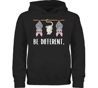 Shirtracer Kinder Hoodie Jungen Mädchen - Trend Kinderkleidung und Co - Be Different Tiere - 128 (7/8 Jahre) - Schwarz - Kind Fledermaus Pullover fledermäuse Kids