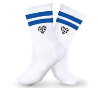 Shirtracer Kinder - Statement - Socken Leopardenmuster Herz Leoprint Socke Leo Print Tennissocken Leopard I Leo Muster Herz - 27-31 - Blau - heart herzen leoparden animal mit