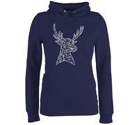 Shirtracer Pullover Damen Hoodie Frauen - Kompatibel mit Oktoberfest - Hirschmotiv I Hirsch I Deer - M - Navy Blau - trachtenhoody bayrische weißer Hoodies trachtenpullover bayrisch hoddis Tracht
