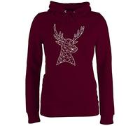 Shirtracer Pullover Damen Hoodie Frauen - Kompatibel mit Oktoberfest - Hirschmotiv I Hirsch I Deer - S - Burgundrot - trachtenhoody bayrische weißer Hoodies trachtenpullover bayrisch hoddis Tracht