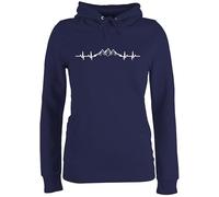 Shirtracer Pullover Damen Hoodie Frauen - Skiurlaub Apres Ski - Berge Herzschlag I Geschenk Bergliebhaber I Bergliebe - XL - Navy Blau - wanderbekleidung Party Outfit valemtinstagsgeschenk Berg