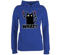 Shirtracer Pullover Damen Hoodie Frauen - Sprüche Statement - Mörder Katze - S - Royalblau - Statement-Pullover Halloween cat Fun-Kapuzenpullover Haloween Katzen hoddis Helloween paw paw madafakers