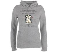 Shirtracer Pullover Damen Hoodie Frauen - Wenn Pinguine ihren Partner Finden bleiben sie für Immer zusammen I Partner Geschenke Pärchen Jahrestag Geschenk Paare Weihnachten - XL - Grau