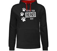 Shirtracer Pullover Herren Frauen Hoodie Kontrast zweifarbig - Biker - Herzschlag Motorrad I Motorbike - 5XL - Schwarz/Rot - Geschenke für Motorradfans Geschenk Bike mottorad Hoddies motorad