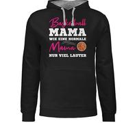 Shirtracer Pullover Herren Frauen Hoodie Kontrast zweifarbig - Damen - Basketball Mama wie eine Normale Mama nur viel lauter weiß - L - Schwarz/Grau meliert - Mum Mutti Hoody mütter Pulli Muttertag