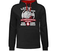 Shirtracer Pullover Herren Frauen Hoodie Kontrast zweifarbig - Sprüche Statement mit Spruch - Vater & Tochter Immer EIN Herz & eine Seele - weiß/rot - M - Schwarz/Rot - Kapuzenpullover