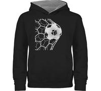 Shirtracer Pullover Kinder Hoodie Jungen Mädchen - Fußballgeschenk Torschuss | Fussball Fanartikel Fußballfans Coole Fußball Fan Geschenke - 128 (7/8 Jahre) - Schwarz/Grau meliert - Fussballer Pulli