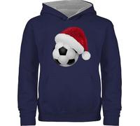 Shirtracer - Pullover Kinder Hoodie Jungen Mädchen - Weihnachten Geschenke Christmas - Fußball mit Weihnachtsmütze Glitzeroptik